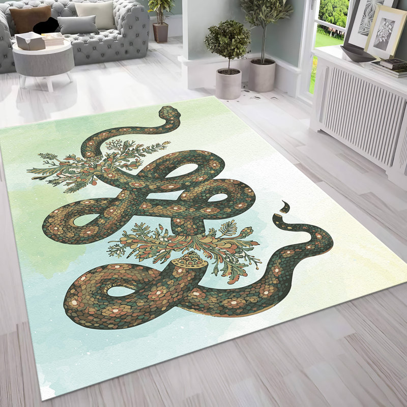 Floral Non Woven Thin Type Printed Rug with Intricate Blue and Red Traditional Oriental Pattern for Indoor Use