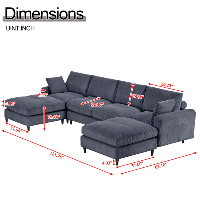 6 - Piece Upholstered Sectional