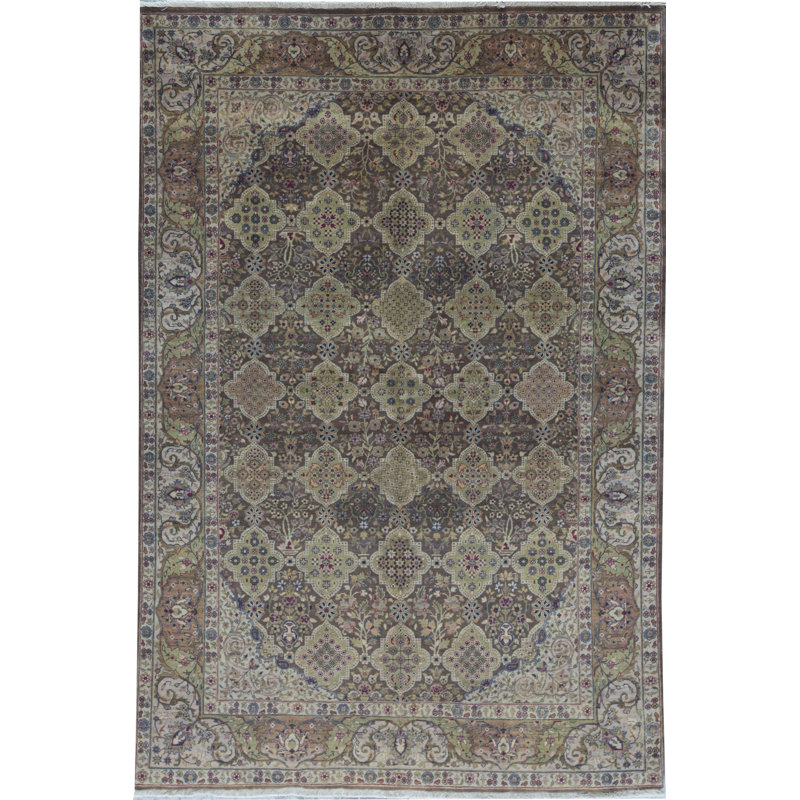 Lamani Wool Oriental Area Rug in Brown/Ivory/Green
