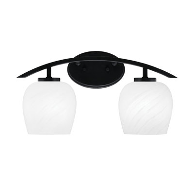 Kurve 2 Light Bath Bar With 6" White Marble Glass