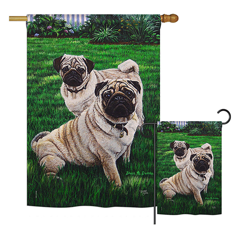 Carlins love nature animaux à 2 côtés polyester 40 x 28 po ensemble de drapeau