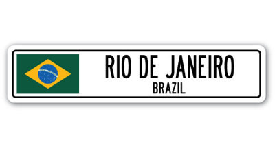 Plaque de rue Rio de Janeiro 4 pi x 18 po en plastique robuste