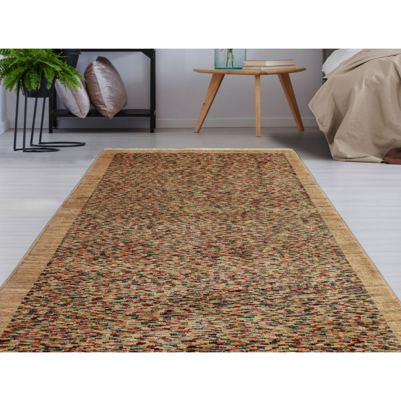 Tapis fin fait à la main Chobi Peyton - beige - bleu clair, 3 pi 5 po x 4 pi 10 po