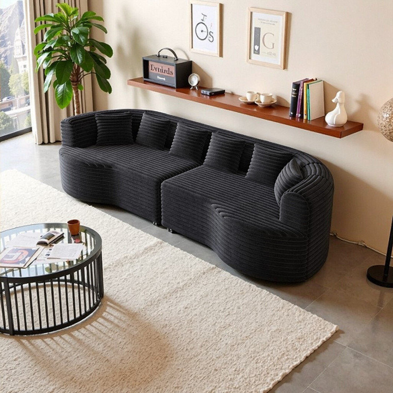 Canapé modulaire incurvé surdimensionné sans os Boneless, Noir