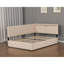 Lit double avec rangement, polaire beige, cadre en bois, style nuage moderne pour la maison