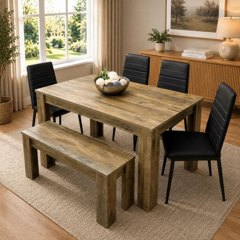 Riott 6 - Person Dining Set, Black