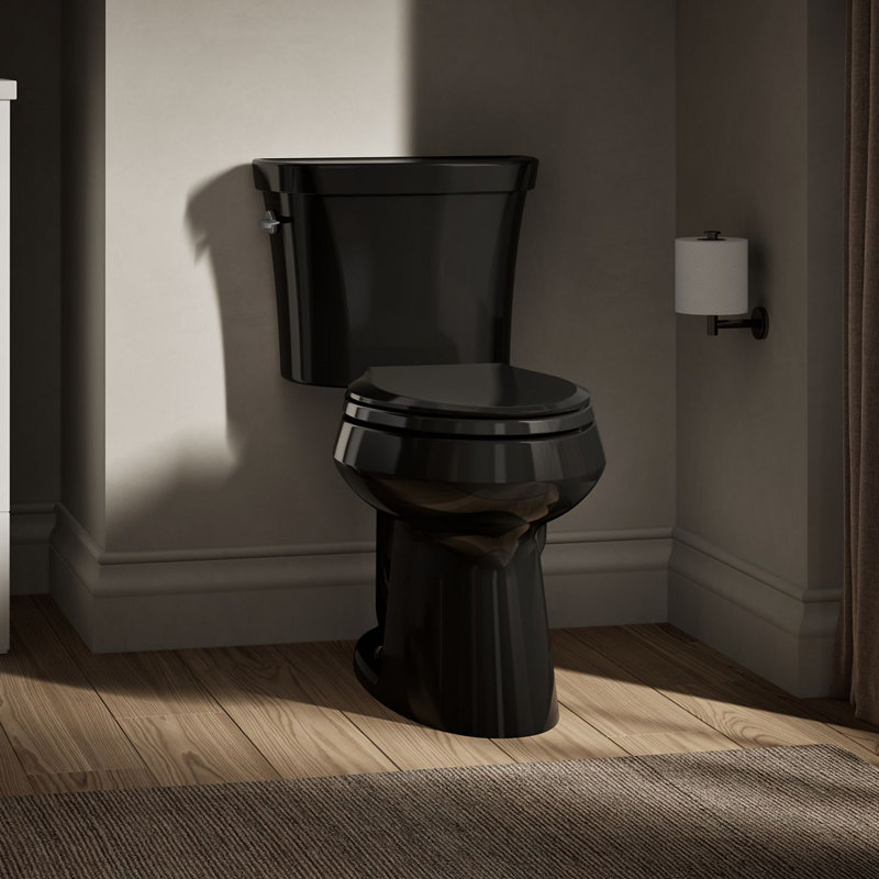 Highline 1.6 GPF Elongated Two-Piece Toilet, Black, Left-Hand