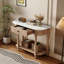 Console étroite, coin incurvé, 1 tiroir, tablette ouverte pour le vestibule - beige + blanc