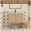 Meuble-lavabo flottant 30 po avec lavabo, armoire murale moderne en chêne clair, cuve en céramique à bord mince, portes à fermeture en douceur, rangement spacieux, installation facile-129334135