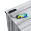 Gray Cat Litter Box Furniture, Power Outlet, Catcher, And Adjustable Shelves. Contemporary Geometric Design, Fits Most Automatic Boxes, Door Hooks For Pet Accessories, Universal Design Smart Pattern