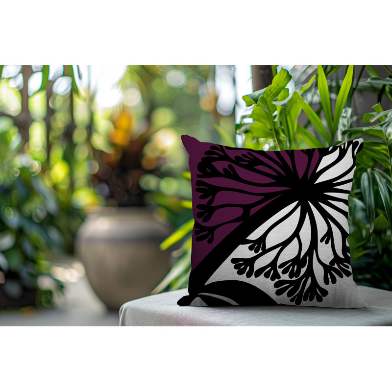 Oreiller carré réversible intérieur / extérieur Aldy, Mauve, Carré 19 po