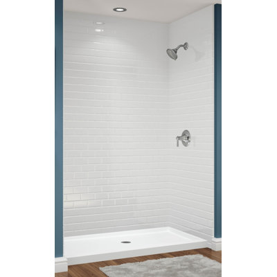 Subway Tile Acrylic Alcove Shower System 60"W x 32"D x 96"H
