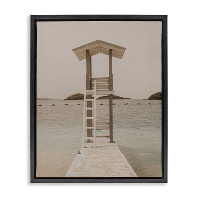  Beach Lifeguard Lookout Framed Floater Canvas Wall Art by LSR Design Studio