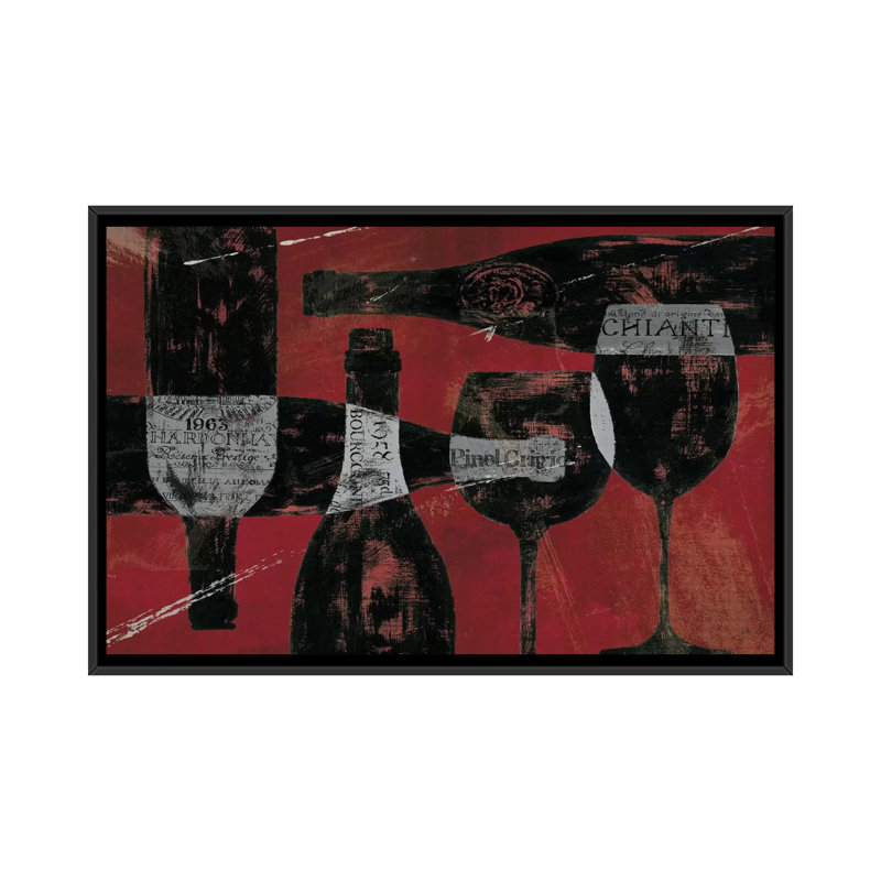 « wine selection », impression sur toile, H 18 po x l 26 po x P 1,5 po, Toile avec cadre noir, Pas de tapis