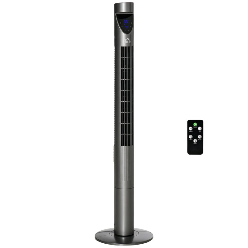 46" Tower Fan Cooling With Air Filter, Oscillating, 3 Speeds, 12H Timer, And Remote Control, For Bedroom, Grey