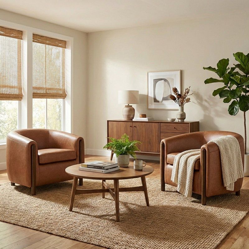Leamon 2-Piece Upholstered Accent Chair Set, Beige Linen