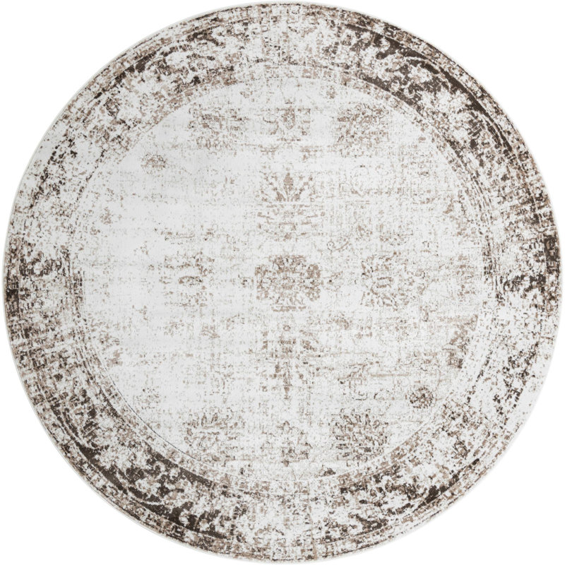 Tapis rond kaki Mangine Ikat, Rond 10 pi