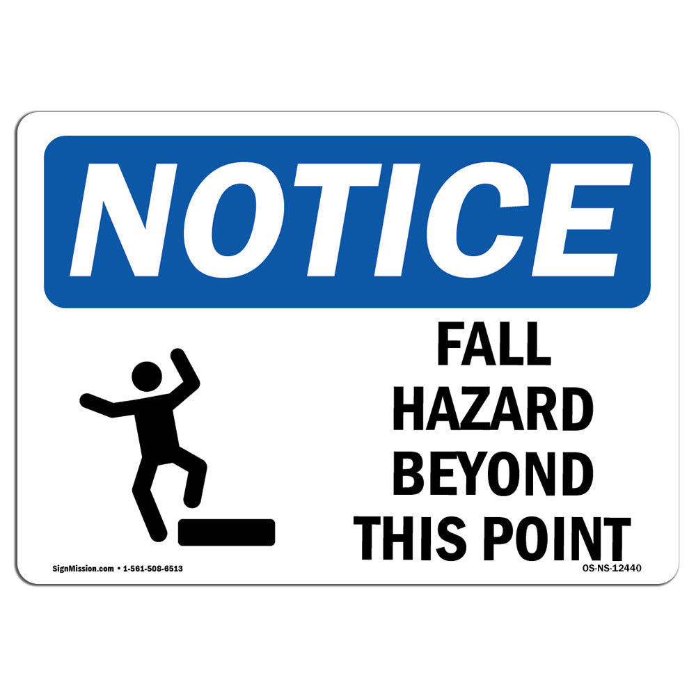 SignMission Fall Hazards Beyond This Point Aluminum Sign 12 x 18 ...