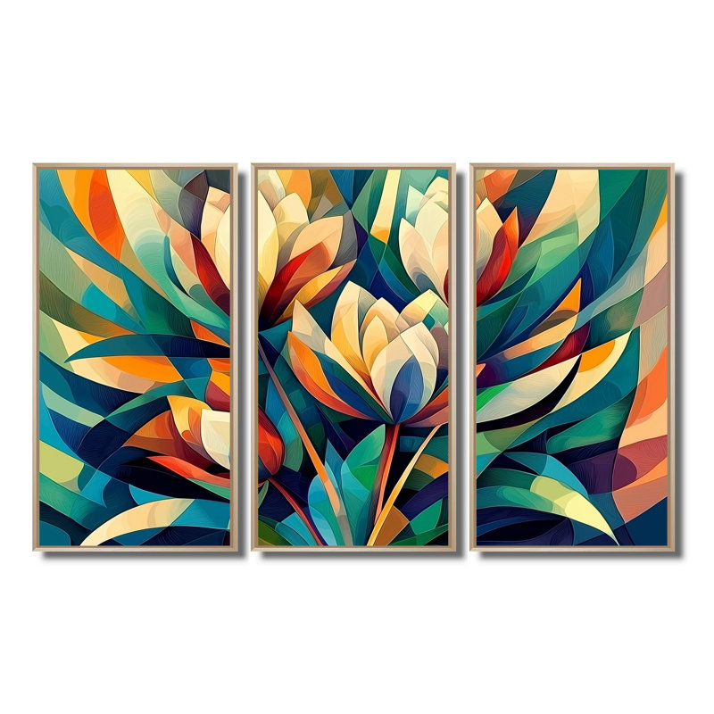 Addisen - chardon, ensemble d'art mural, H 28 po x l 36 po, Reproduction avec cadre flottant, Natural
