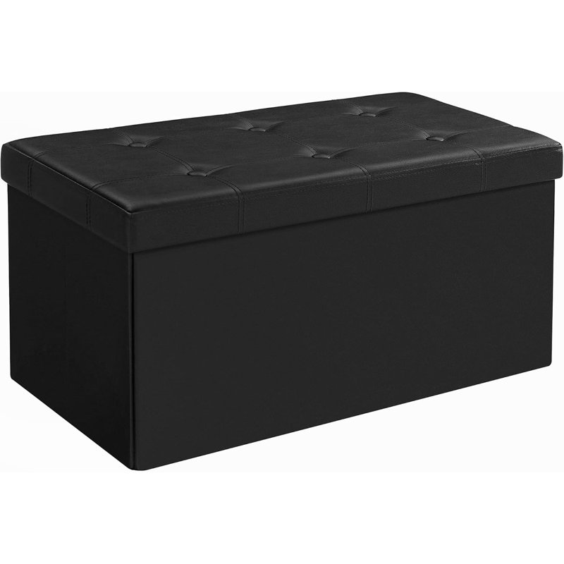 76x38x38cm 76cm Wide Rectangle Cube Ottoman with Storage, Black