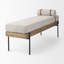 Colburne 55.0L X 18.0W X 24.0H Cream Fabric W/Brown Wood Bench