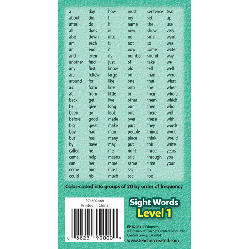 Edupress Sight Words, cartes éclair