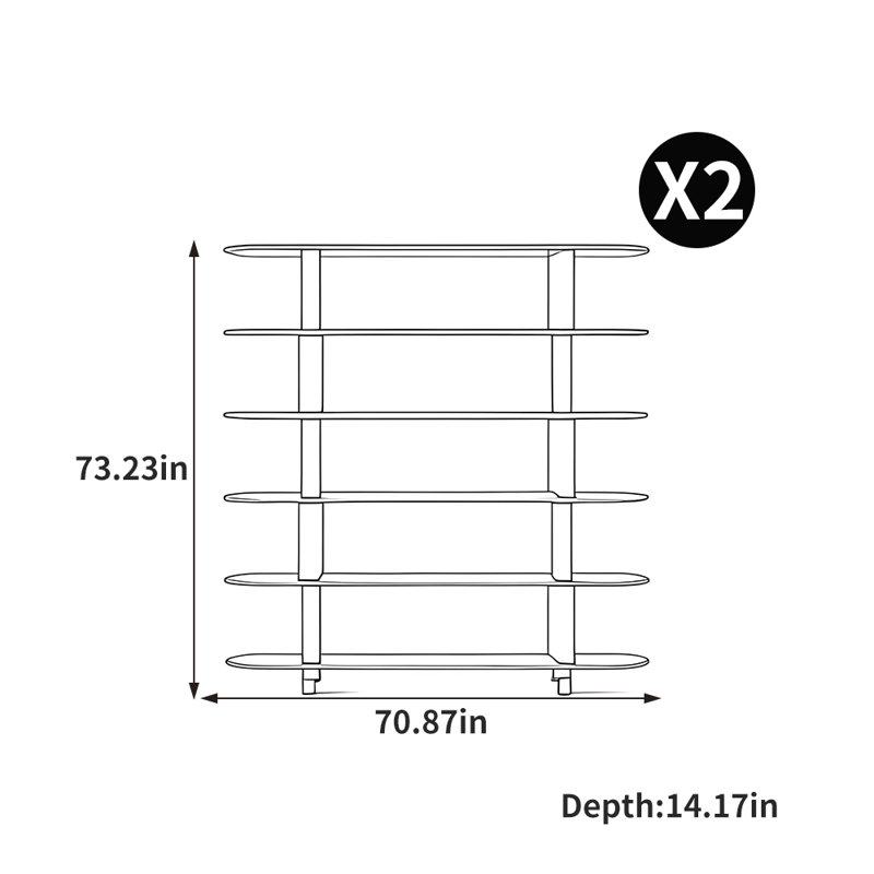 European Style Simple Multi-Tier Bookcase, (10 Shelves) 73.23" H x 70.87" W x 14.17" D