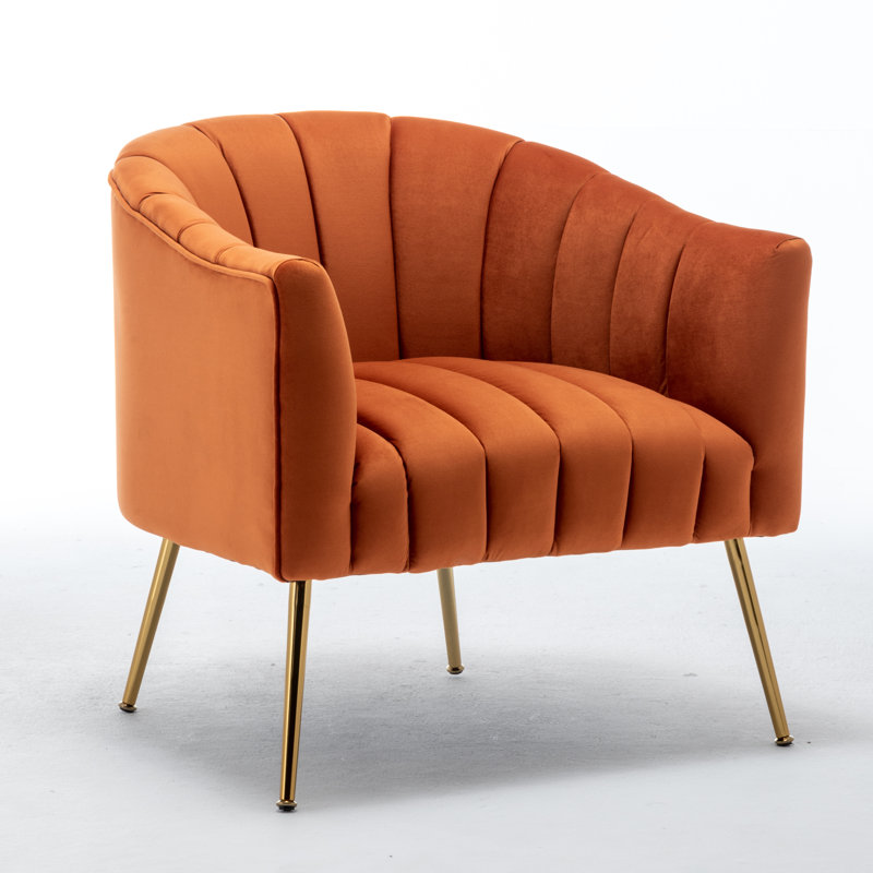 Velours capitonné large de 28 po Murrow, Velours orange, 1