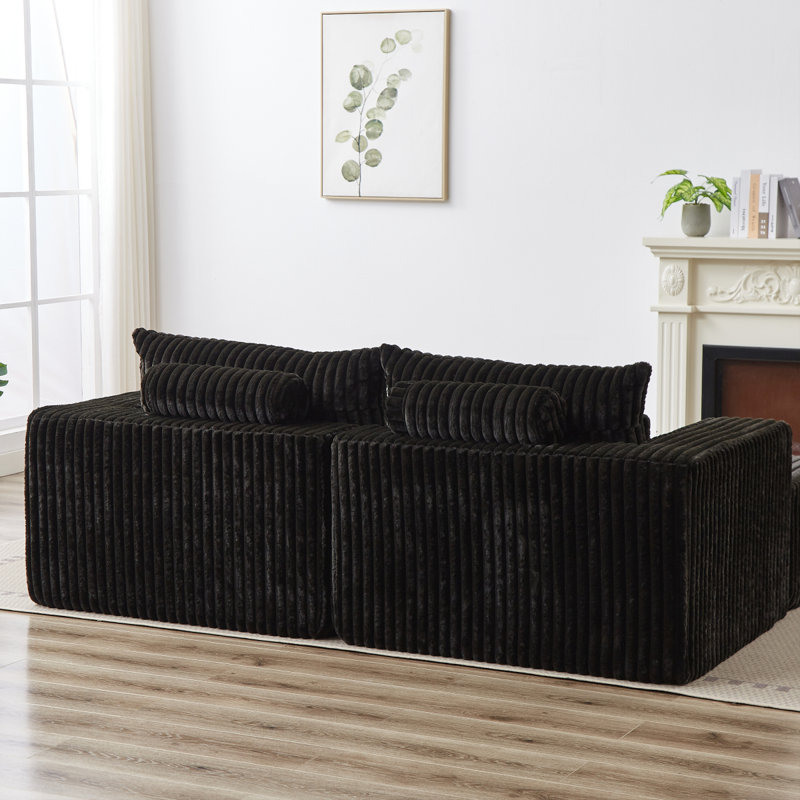 Méridienne modulaire surdimensionnée moderne 87 po, aucun assemblage requis, causeuse en peluche nuage avec deux repose-pieds amovibles, fauteuil-lit moderne moelleux