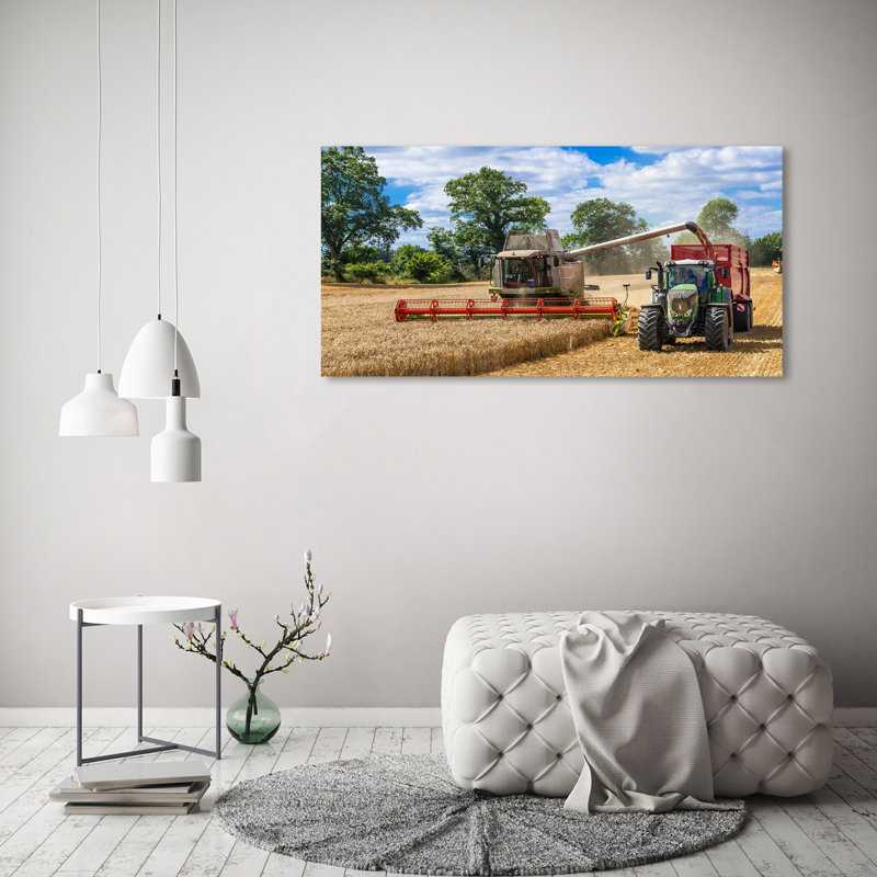 Combine And Tractor - No Frame Print, Canvas, 60cm H x 120cm W x 2cm D