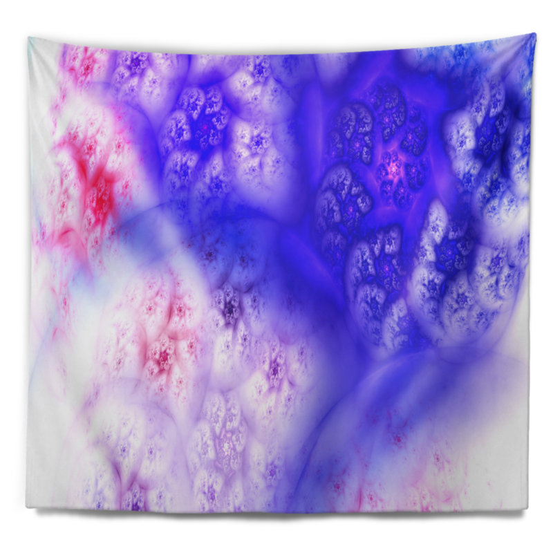 Tapisserie abstraite bleu clair et orageux, H 68 po x l 80 po