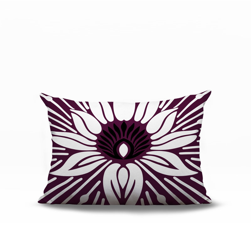 Oreiller rectangulaire réversible intérieur / extérieur Carla, Rectangle H 14 po x l 20 po, Mauve