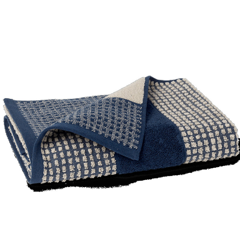 Razaria Organic 100% Cotton Midweight Bath Sheet, Blue/Sand
