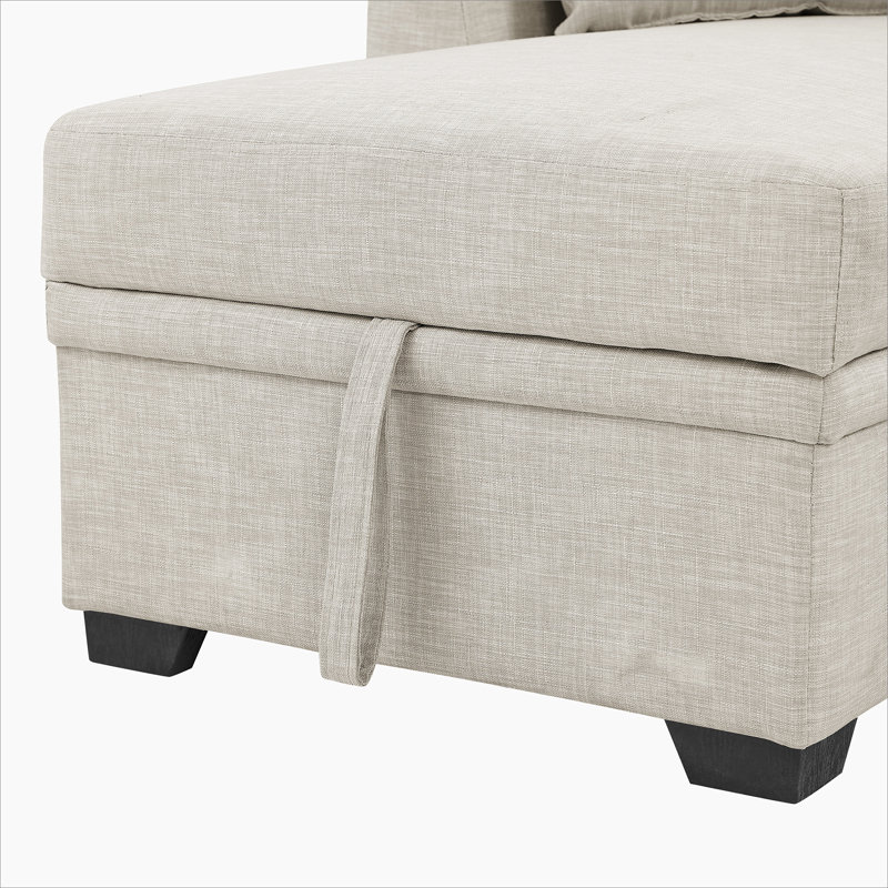 Areebe Upholstered Sectional Reversible, Beige Polyester
