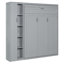 Lit escamotable double pleine grandeur avec tablettes, garde-robe et lumières DEL, gris-1492390490-1492390491