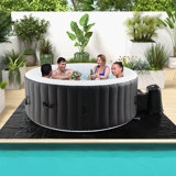 Costway Round Spa Pool Inflatable Hot Tub With 110 Air Jets Electric Heater Pump