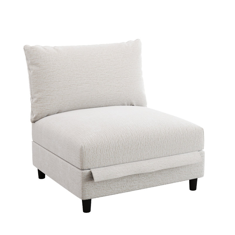 Oversized Ottoman With Storage Throw Pillow Chenille, Chenille beige
