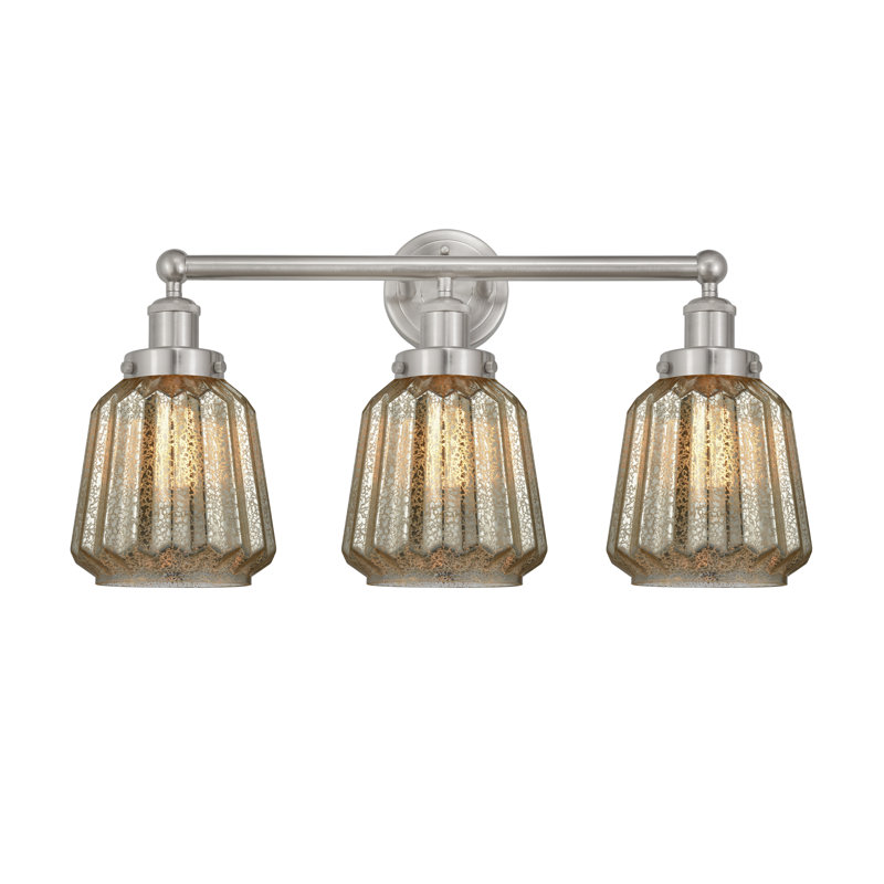 Éclairage pour meuble-lavabo à 3 lumières Aretzy, Transparent, Nickel satiné brossé