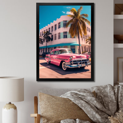 Miami Ocean Drive Pink Drive, reproduction d'art sur toile