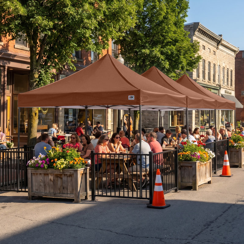 Commercial 10 Ft. W x 10 Ft. D Metal Pop-Up Canopy The Pop Up Canopies, Brown
