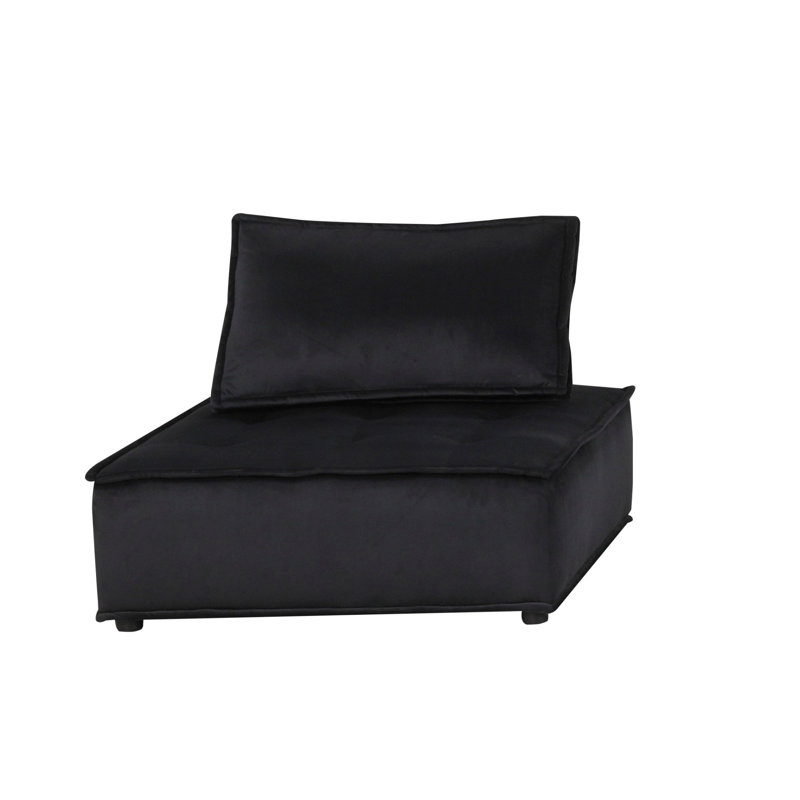Canapé modulaire 5 pièces Black Velvet, H 28,96 po x l 79,96 po x P 160,01 po