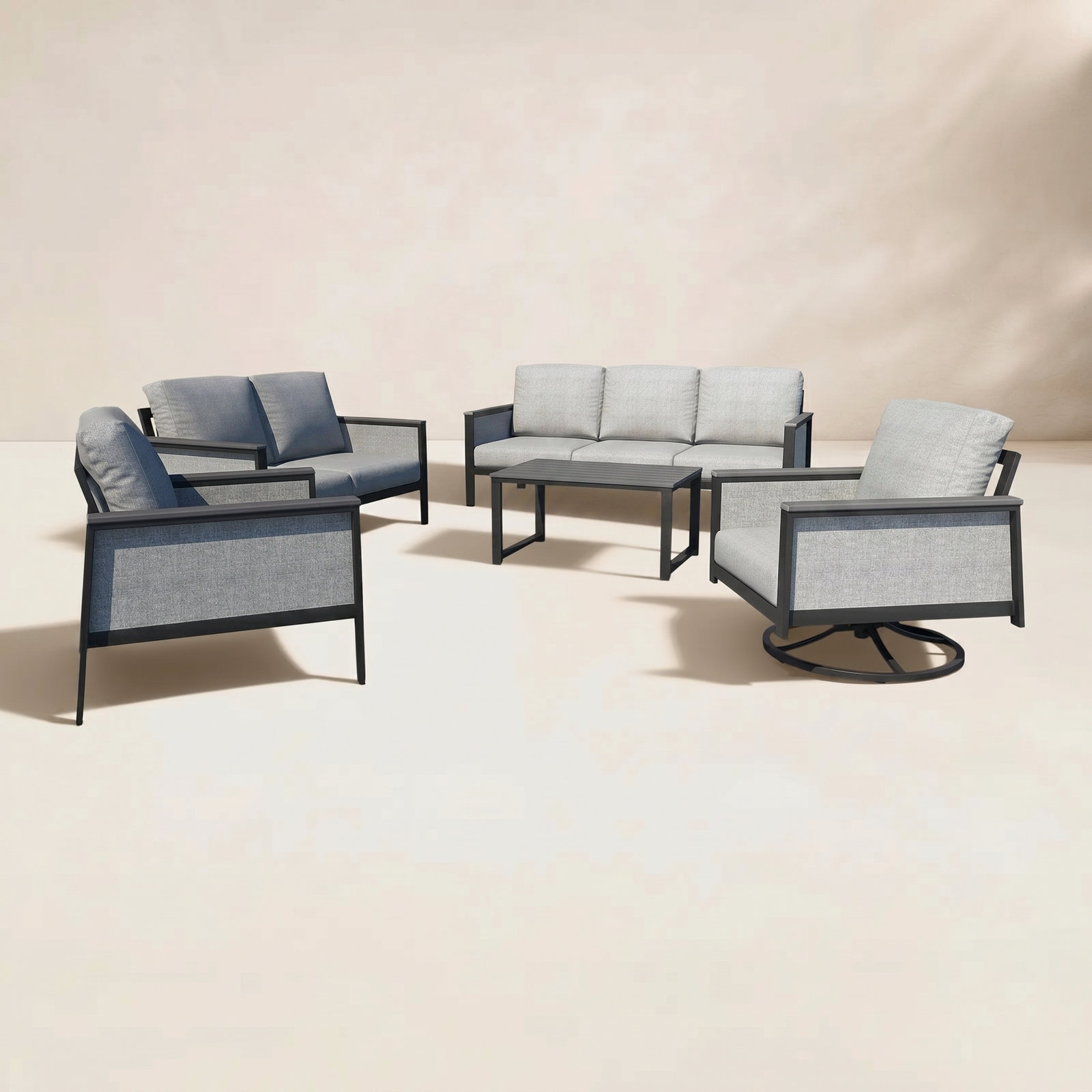 Townsend 7-Person Patio Seating Group, Canvas Granite