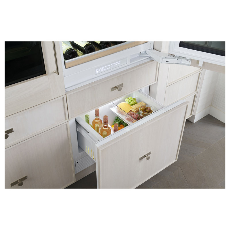 Monogram 30" W Fully Integrated Wine Sommelier, Panel Ready, Minimalist, Right, 80" H Stainless Steel and Glass Panel