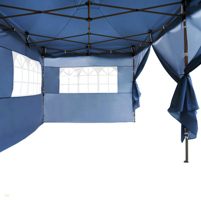 Tente pop-up avec 6 parois latérales, tente de fête robuste, protection UV et imperméable, tente extérieure réglable à 3 hauteurs avec sac à roulettes pour les mariages, les événements et la plage