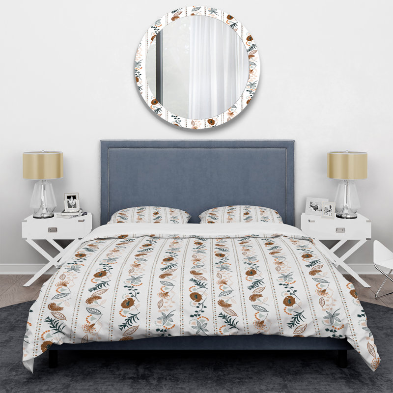 Ensemble de housse de couette en microfibre blanc / brun / vert 3 pièces