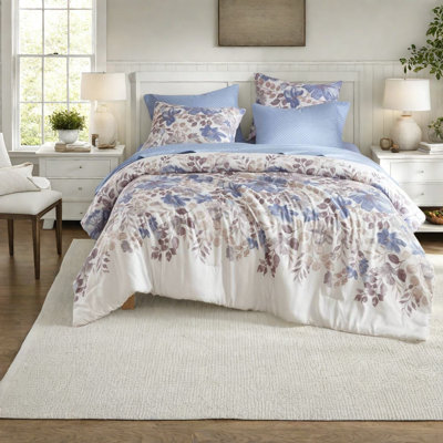 Ensembles de literie moelleux doux en polyester à motif floral bleu pour une maison moderne