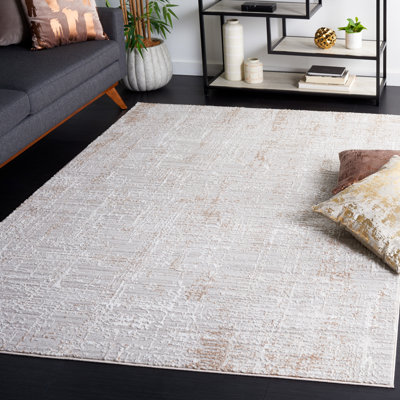 Machine Woven Polyester Area Rug in Grey