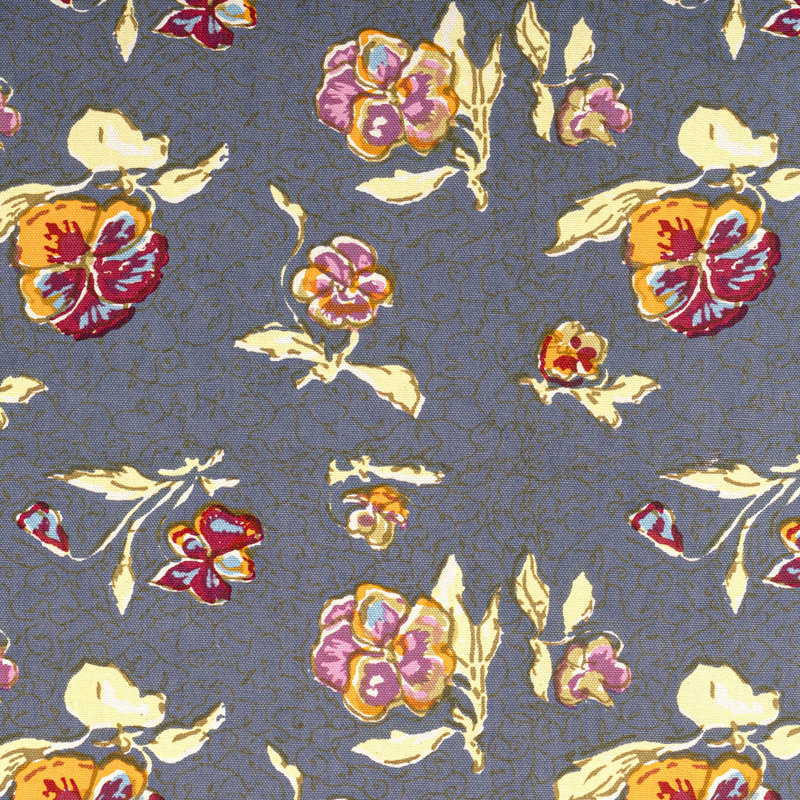 Pansy Handmade Floral Table Runnner, 90" W x 16" L, Grey