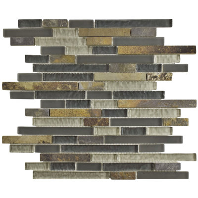 Tessera Piano 0.59" x 2" Glass Linear Mosaic Wall Tile