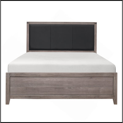 Brownish Gray Finish Panel Bed 1Pc Upholstered Headboard Industrial Design Bedroom Furniture